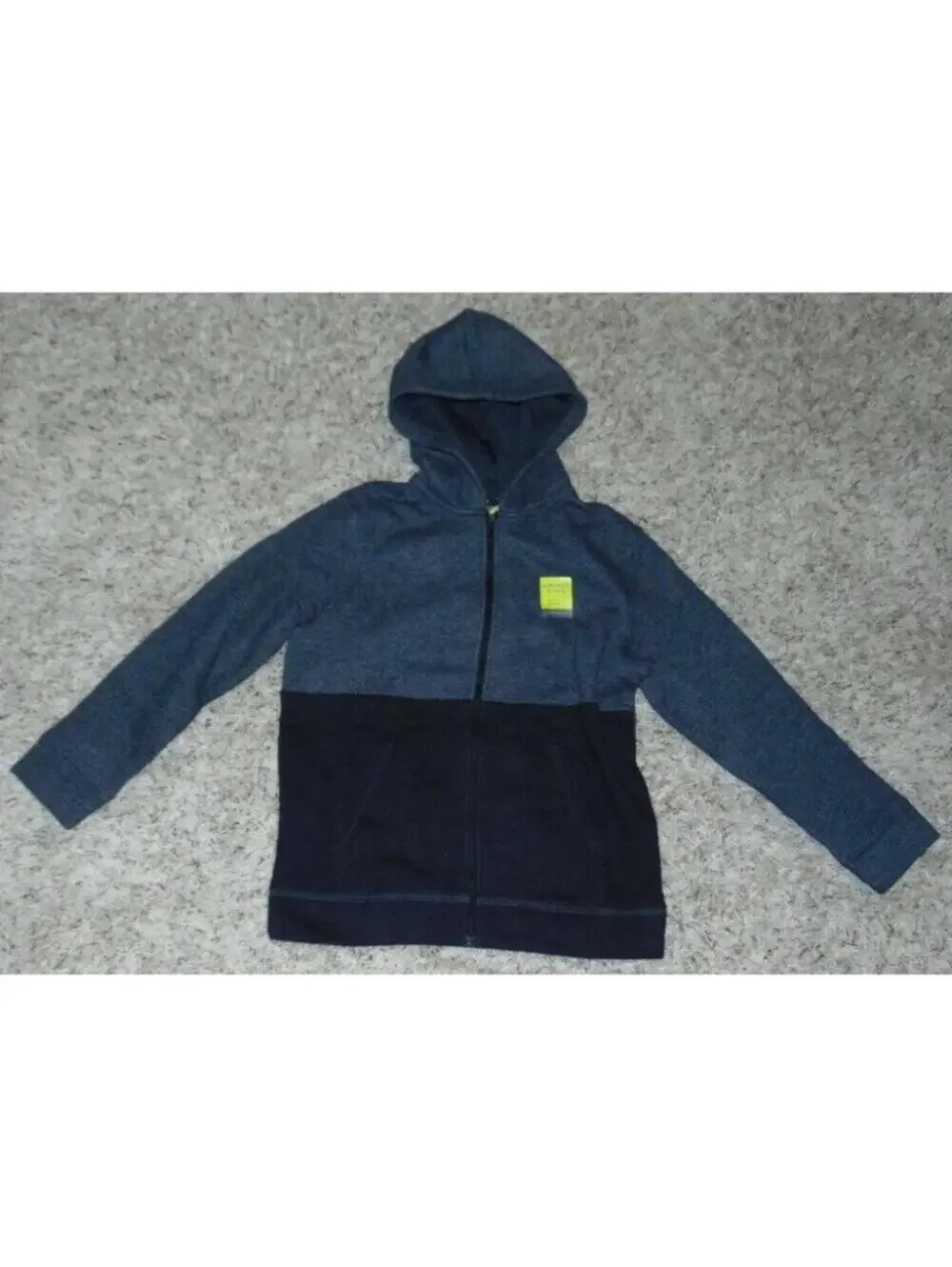 Tek Gear Hoodie Jacket Boys 10/12 Black Gray Fleece Lined Full Zip Up Husky